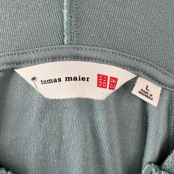 UNIQLO Tomas Maier Green Orange Hoodie Stripe Stretch Pocket Full Zip Sz Large L - Picture 8 of 9